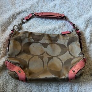 Pink & Tan Coach Hobo Style Handbag